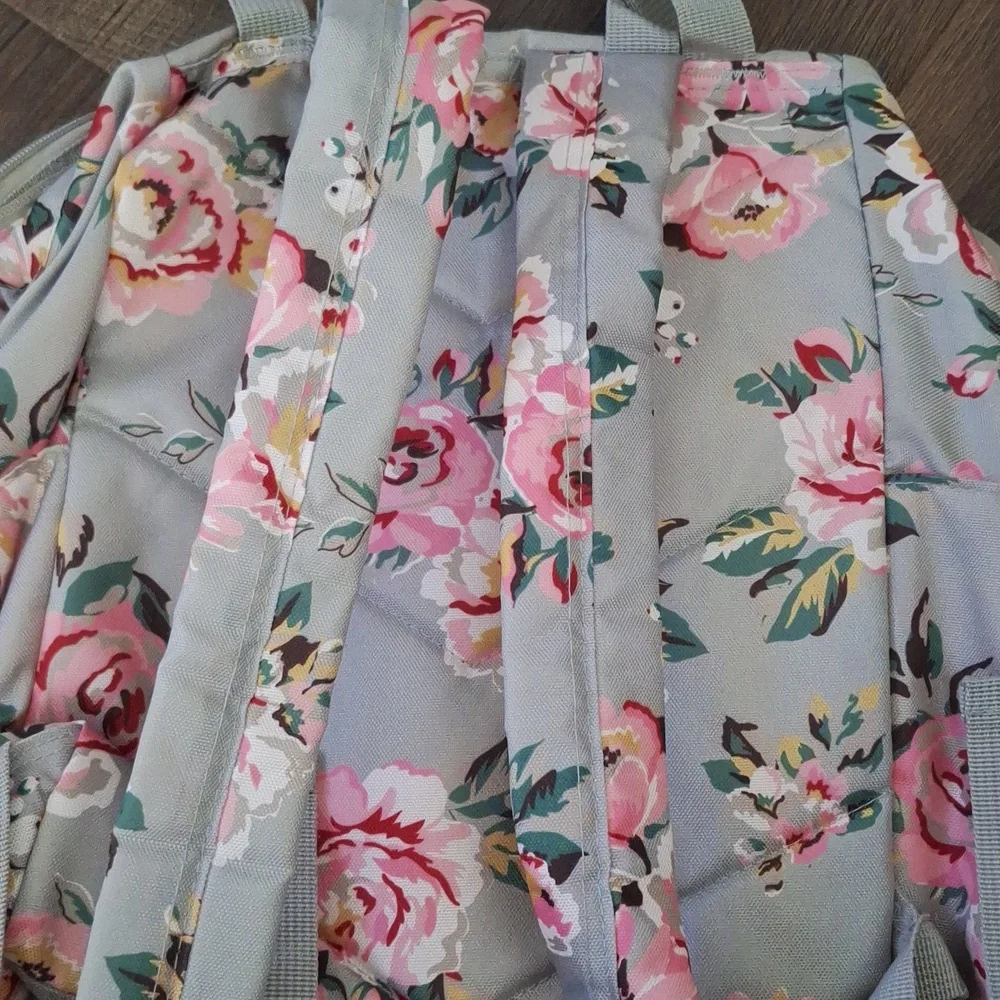Floral Gray Diaper Bag Backpack with Interior Insulated Bottle Pocket